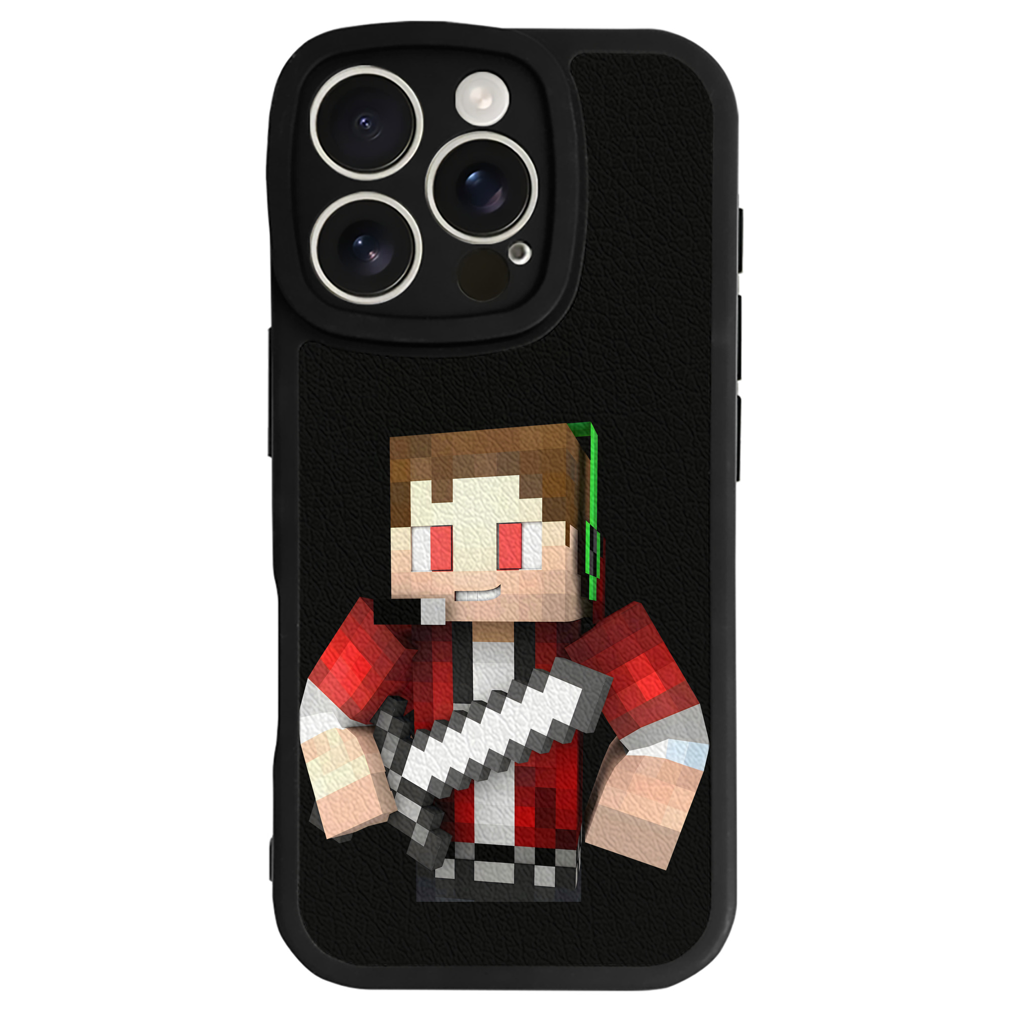 （画像用） マインクラフト ブロックの世界 Minecraft MC Block world 【iPhone 16シリーズ対応】シリコンスマホケース（レザー調） 材質：シリコン